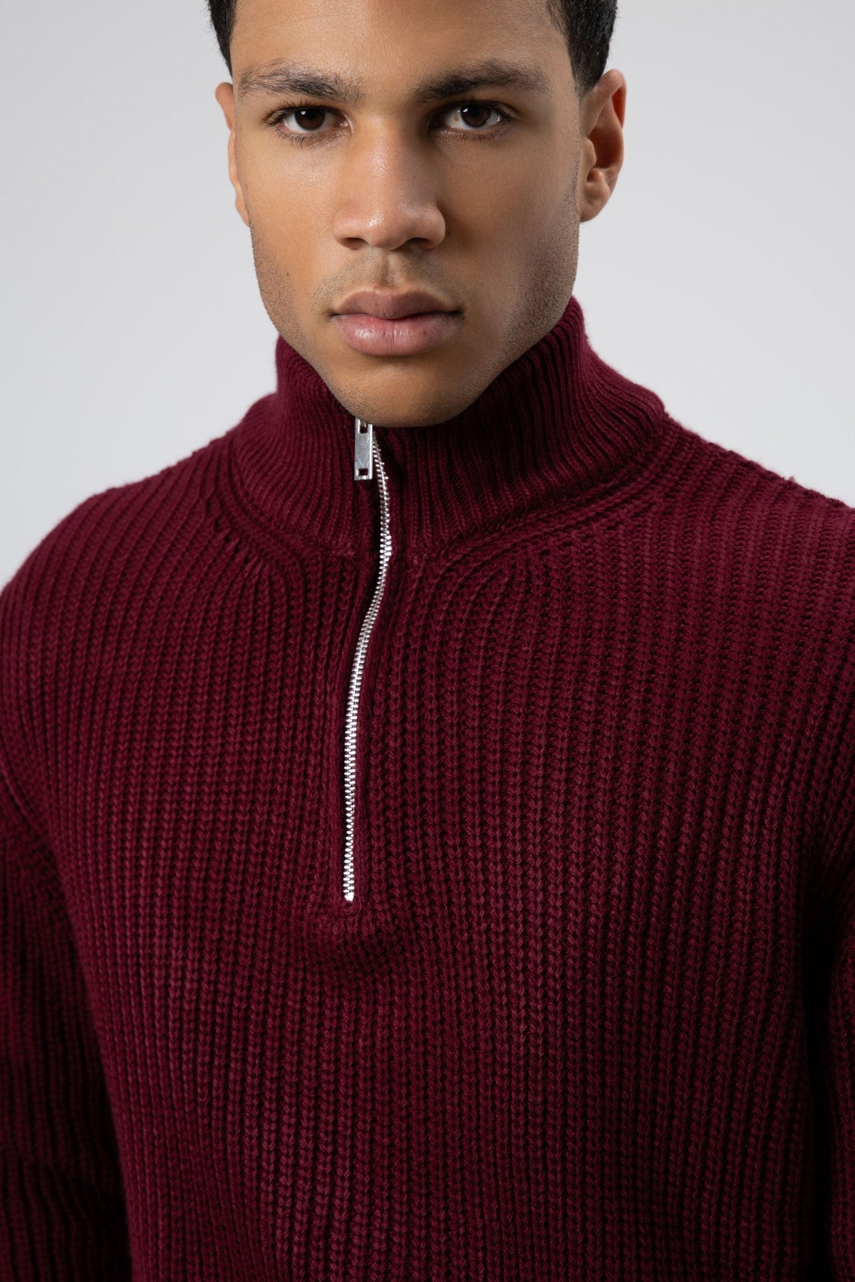 Zip-Up Knit Sweater