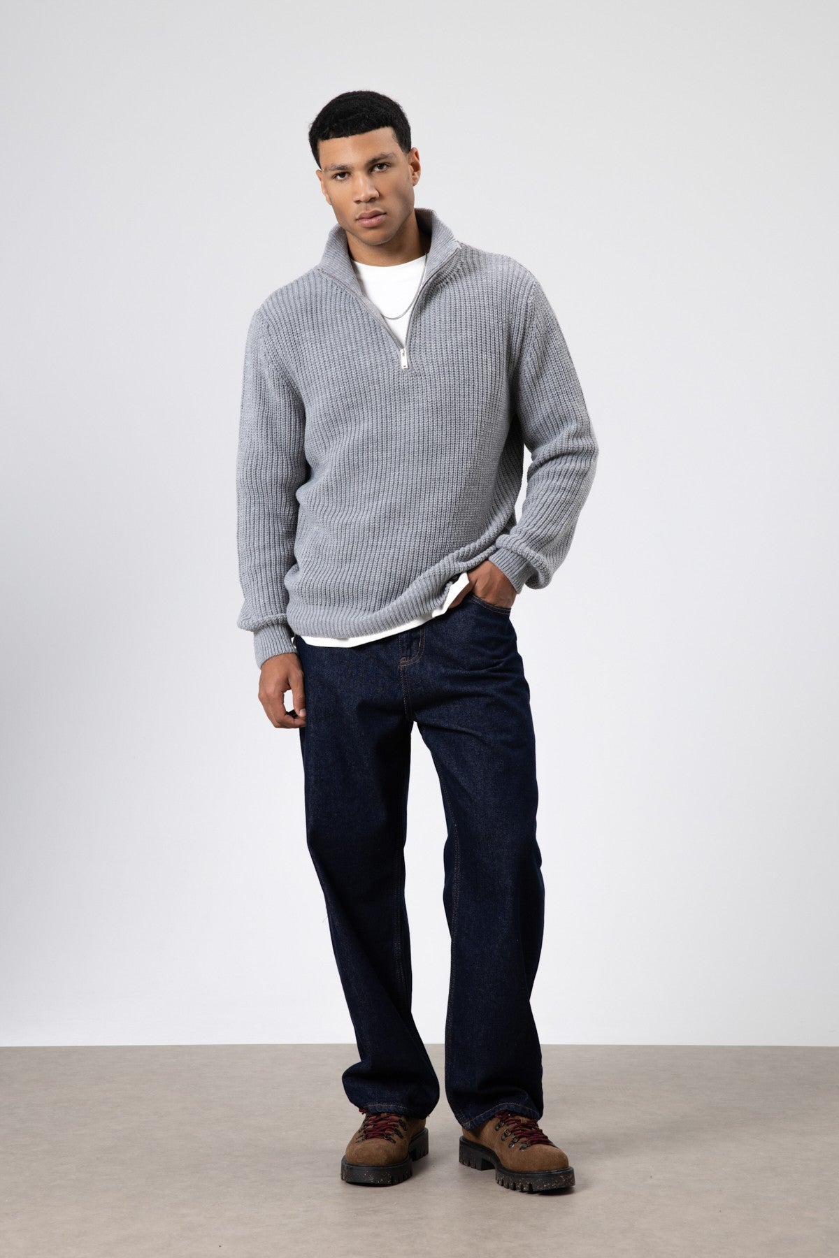 Zip-Up Knit Sweater
