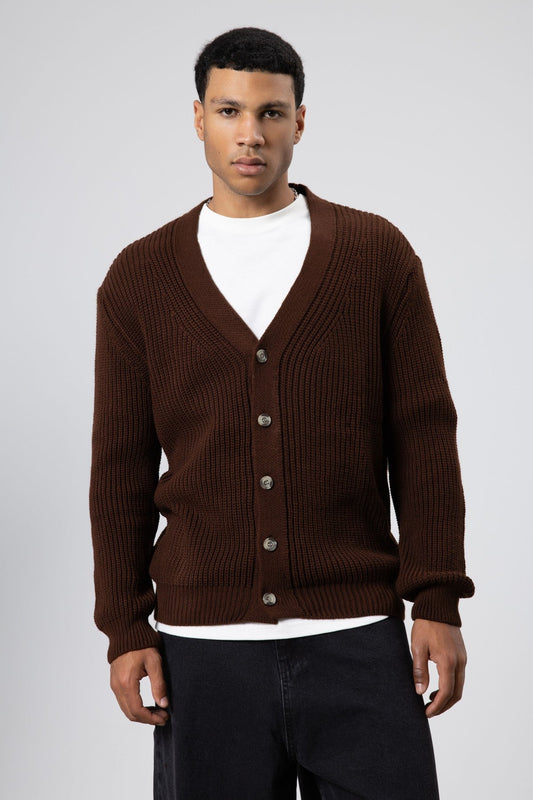 V-Neck Button-Front Knitted Cardigan