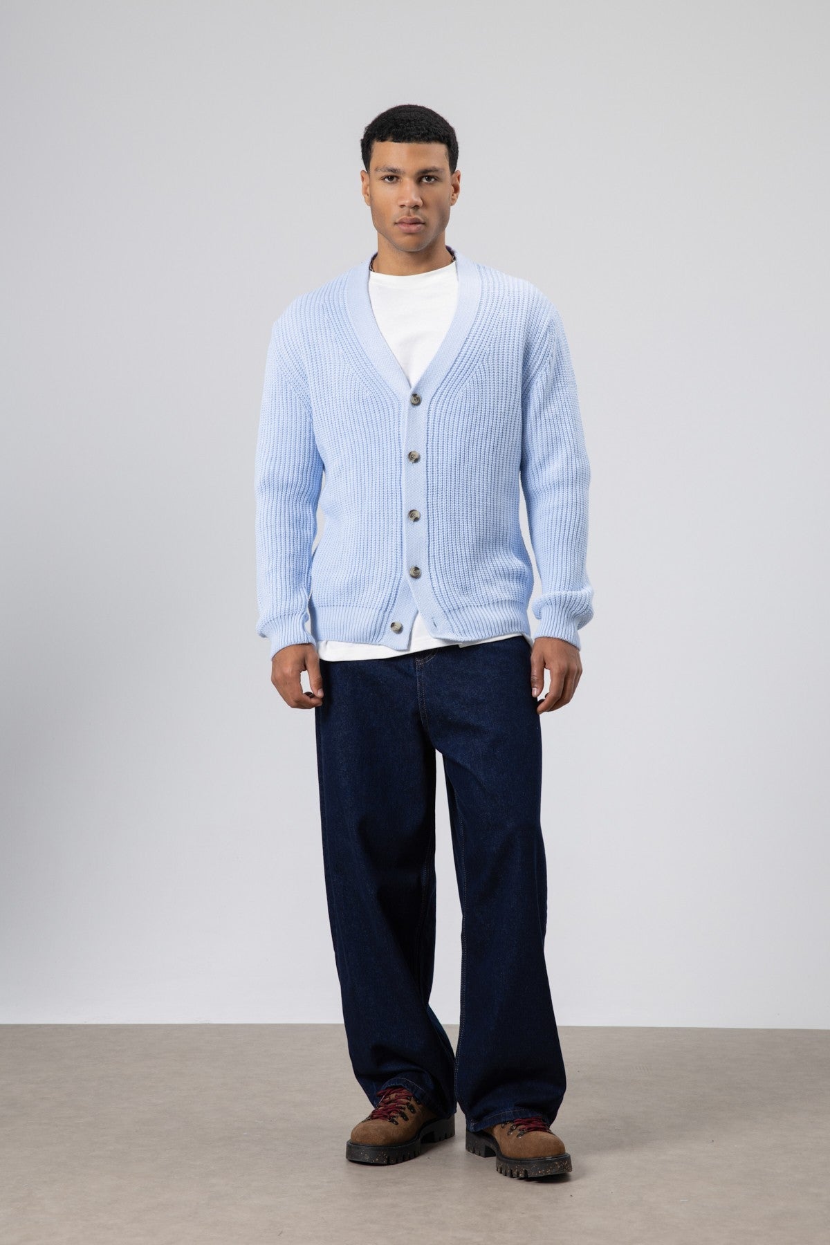 V-Neck Button-Front Knitted Cardigan