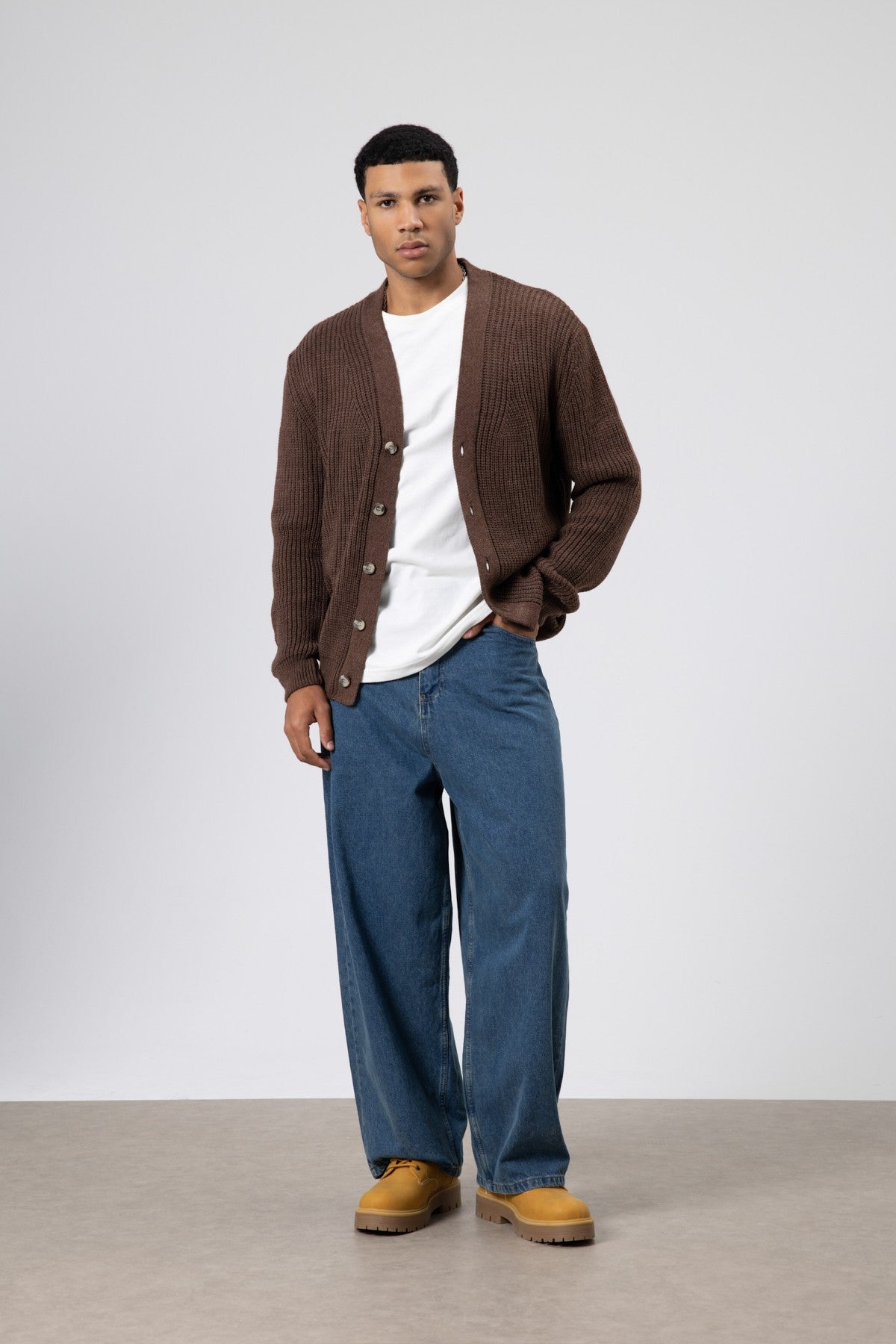 V-Neck Button-Front Knitted Cardigan