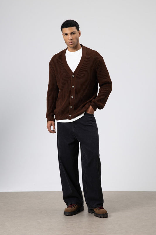 V-Neck Button-Front Knitted Cardigan