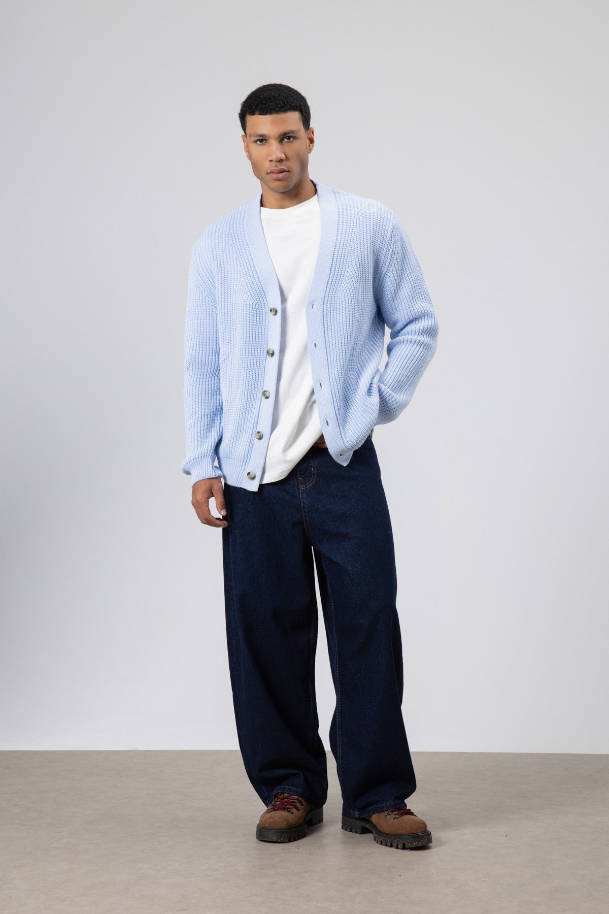 V-Neck Button-Front Knitted Cardigan