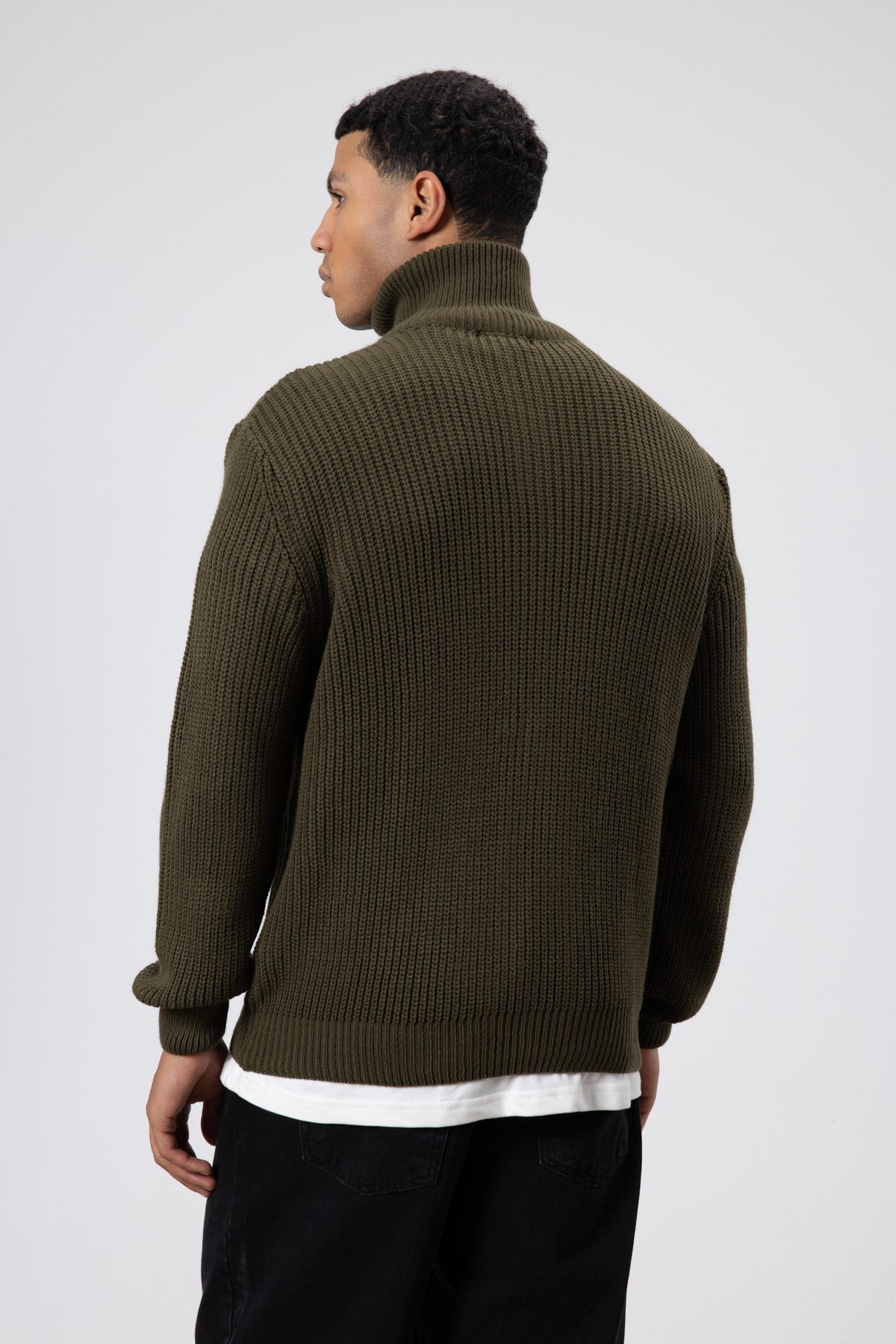 Oversized Zipper-Front Knit Cardigan