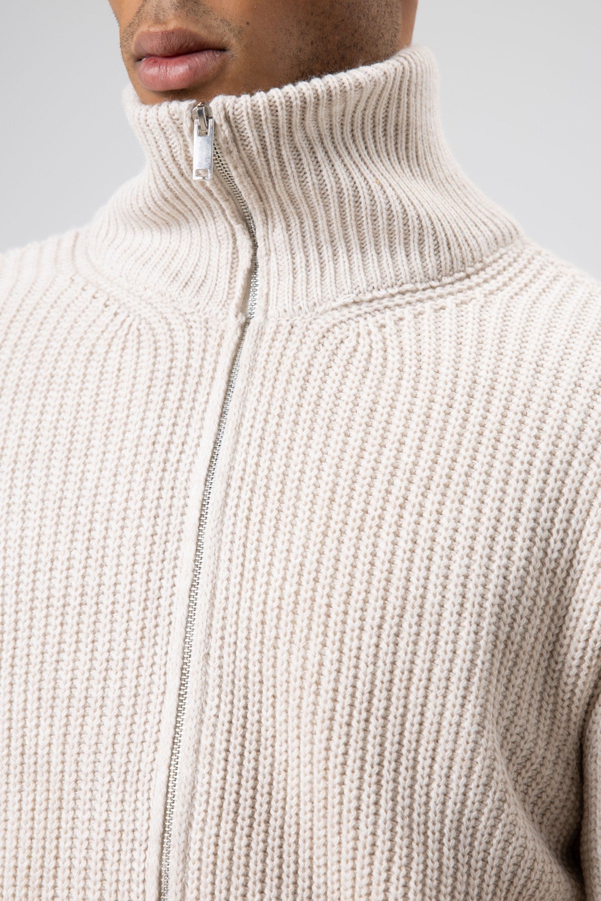 Oversized Zipper-Front Knit Cardigan