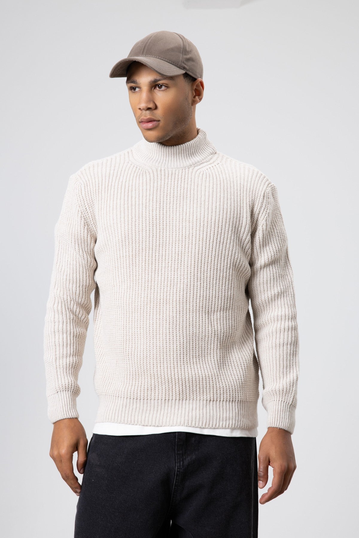 Half-Turtleneck Knit Sweater