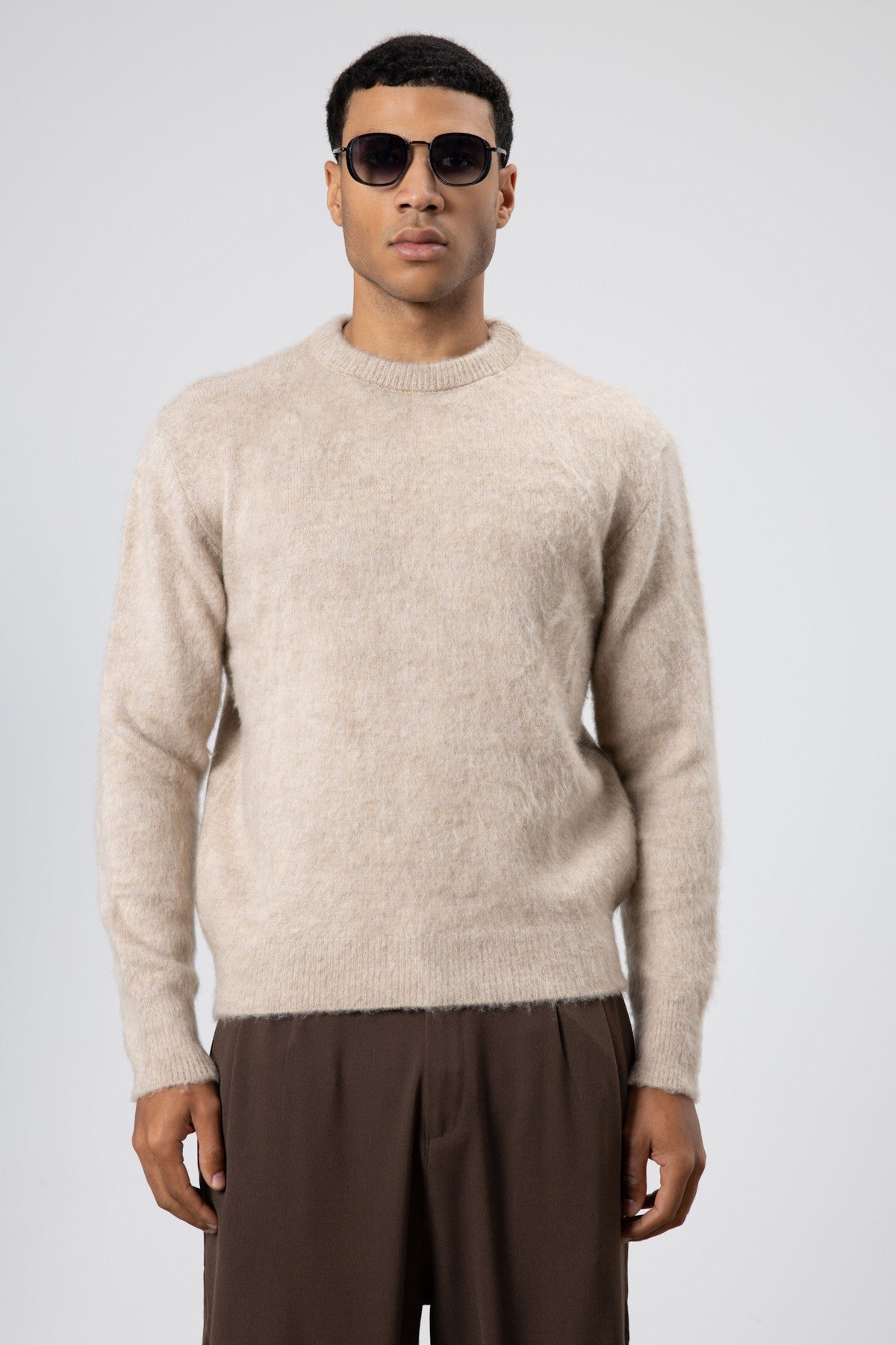 Oversized, Soft-Textured Crew-Neck Sweater