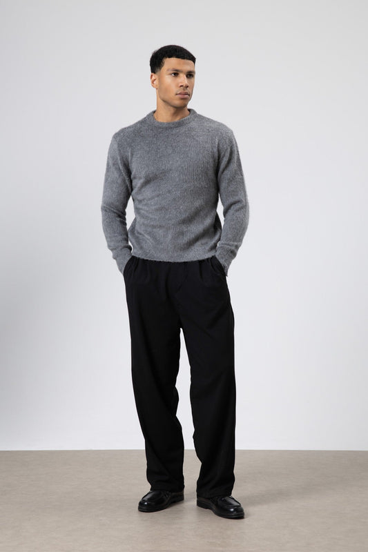 Oversized, Soft-Textured Crew-Neck Sweater