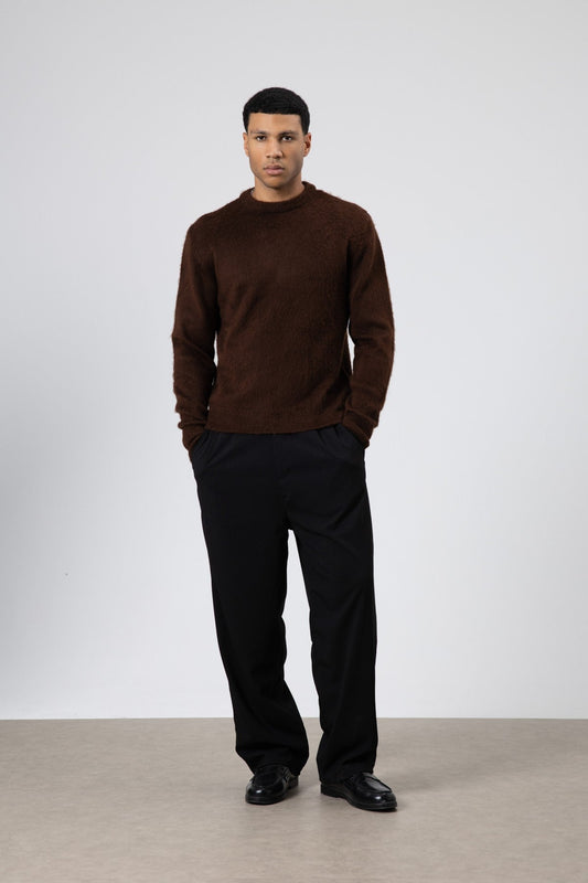 Oversized, Soft-Textured Crew-Neck Sweater