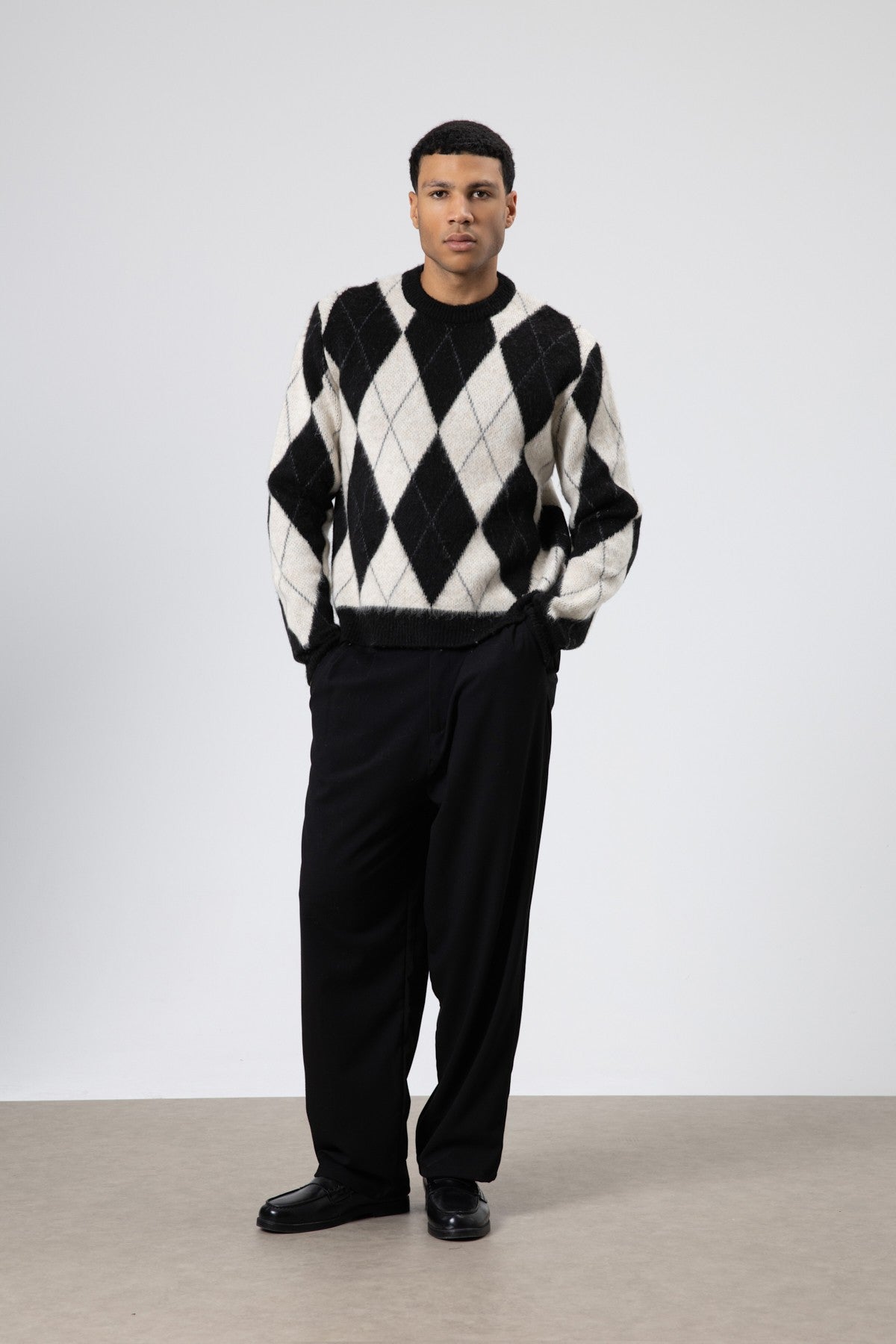 Oversized Sweater with a Baklava Pattern