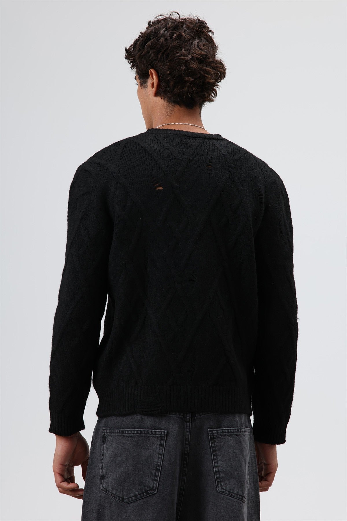 Oversized Patterned Knit Sweater