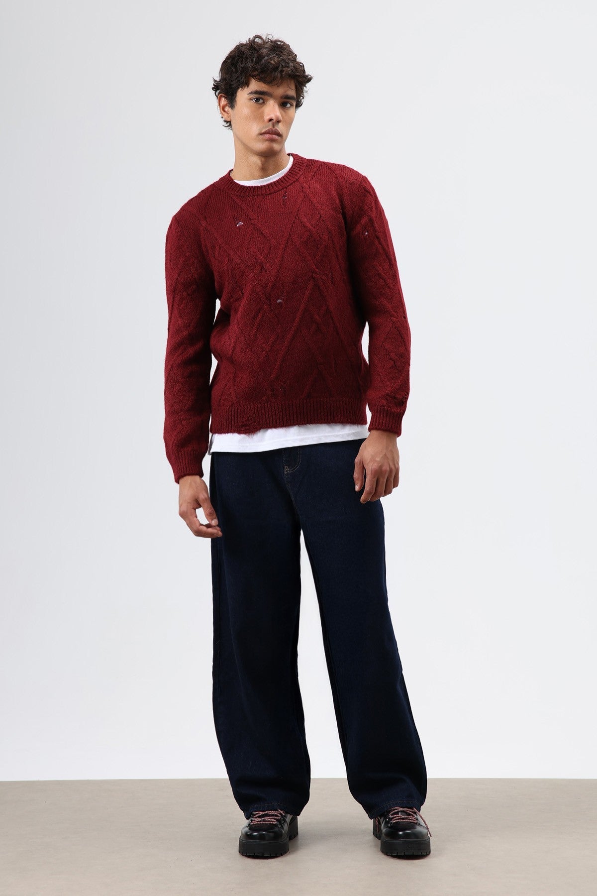 Oversized Patterned Knit Sweater