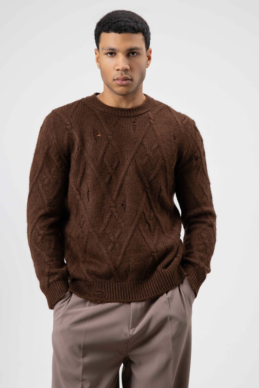 Oversized Patterned Knit Sweater