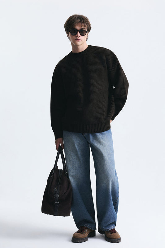 Oversized Ribbed Knit Sweater