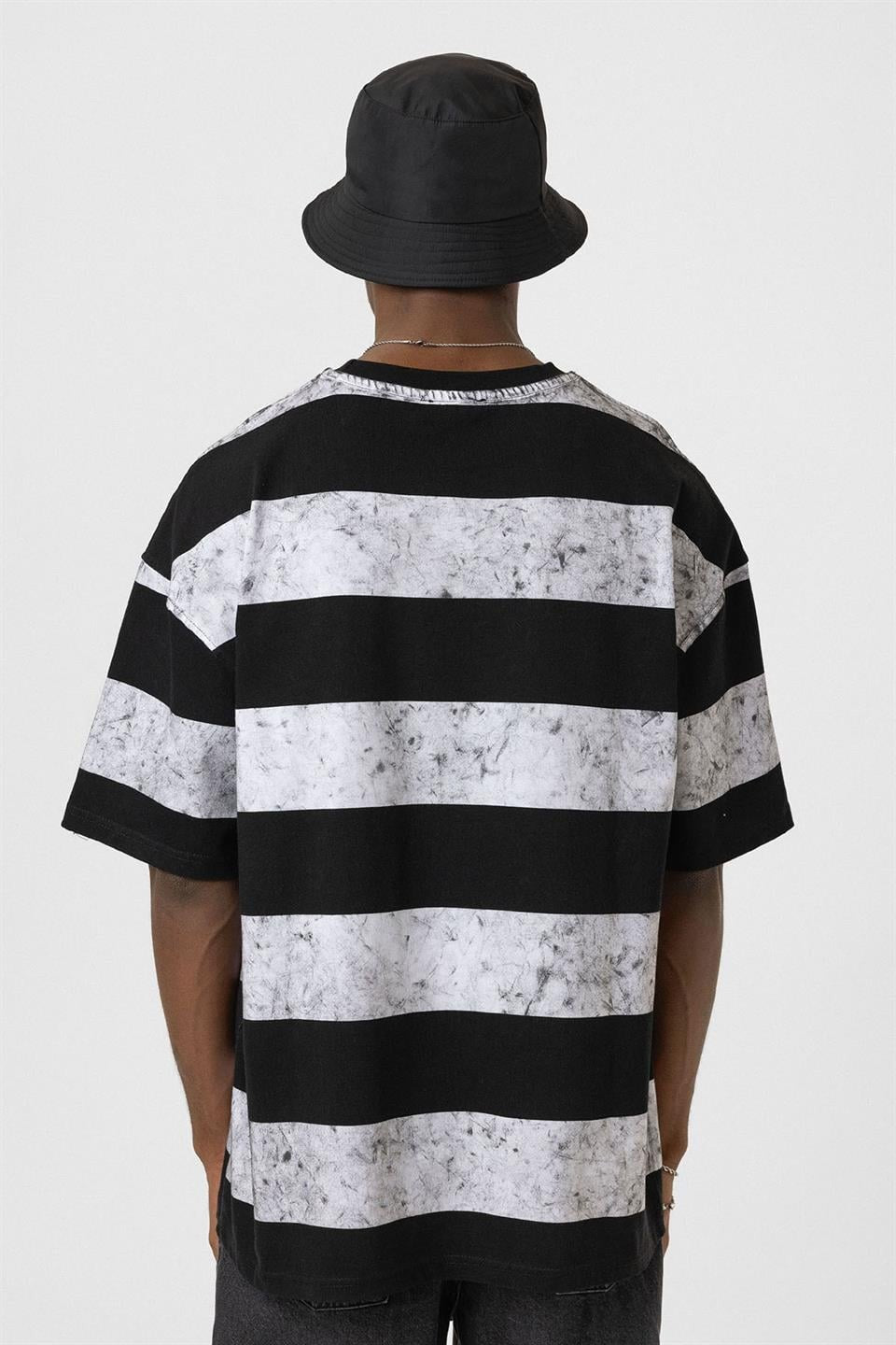 Oversized T-Shirt with Washed Stripes