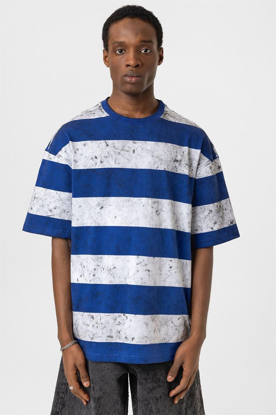 Oversized T-Shirt with Washed Stripes