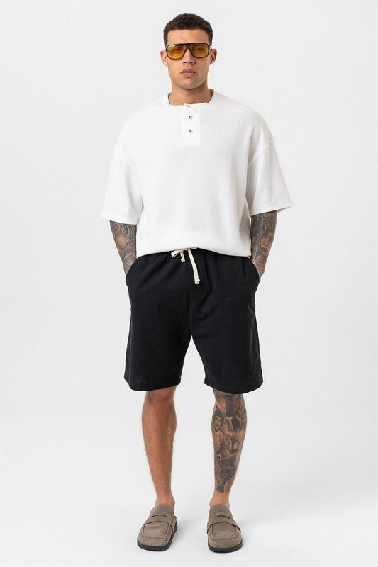 Oversized T-Shirt with Button-Down Collar