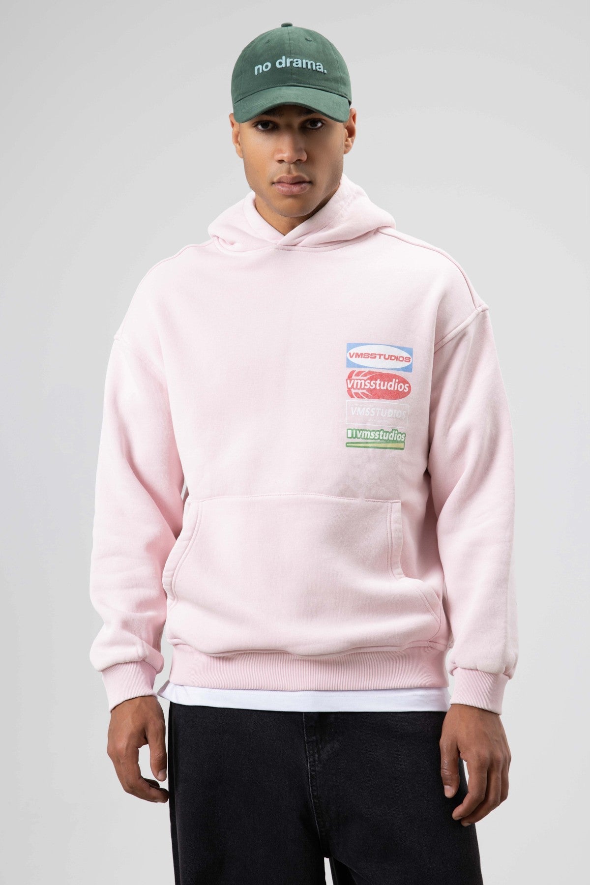 Oversized Washed Printed Hooded Sweatshirt