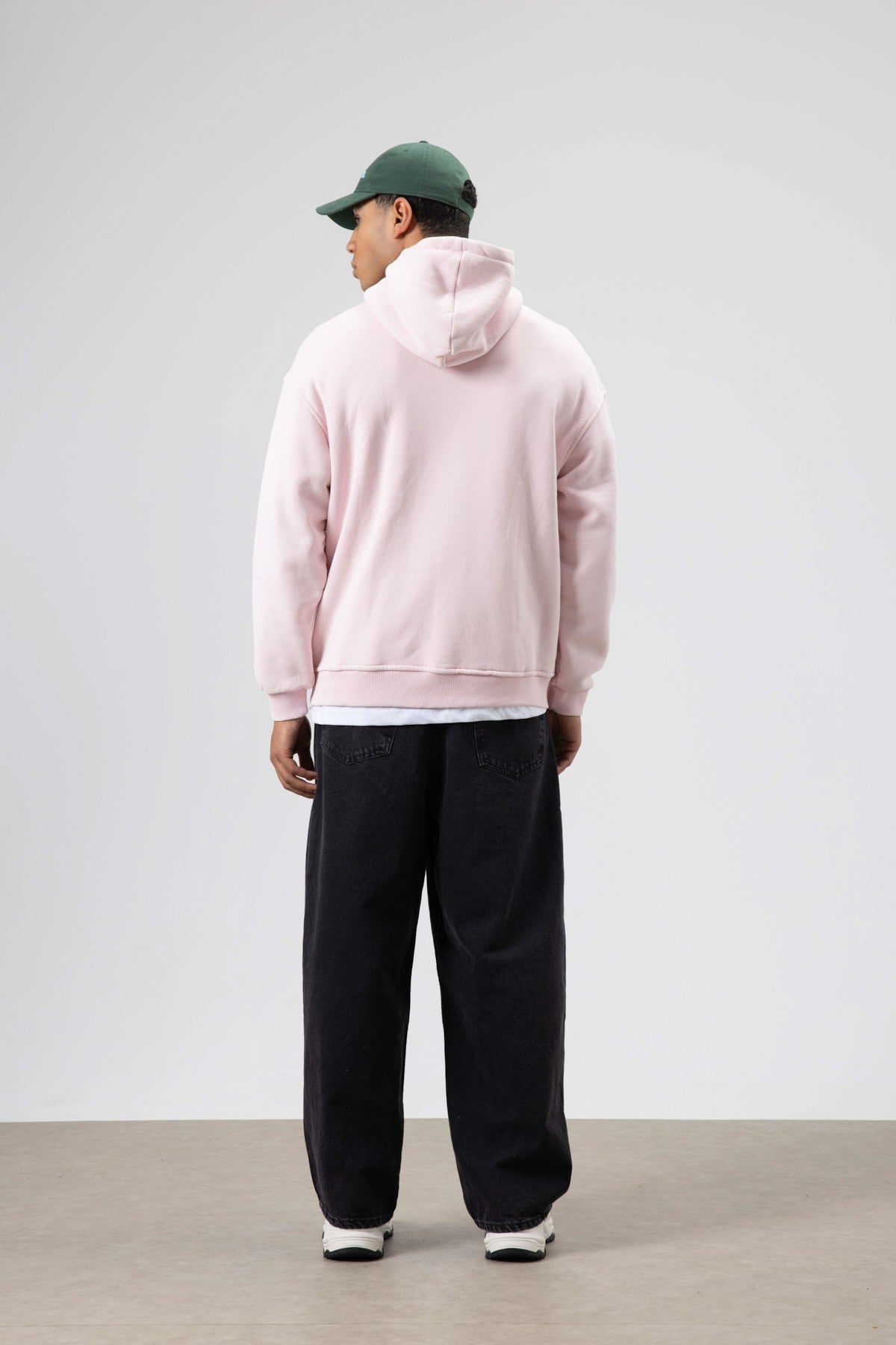 Oversized Washed Printed Hooded Sweatshirt