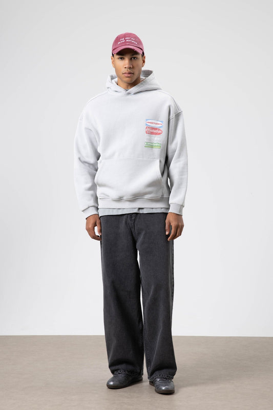 Oversized Washed Printed Hooded Sweatshirt