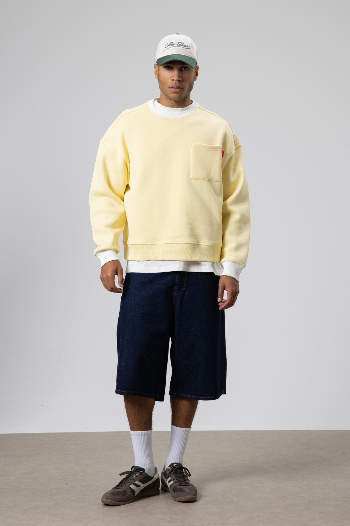 Oversized Sweatshirt with Crew Neck and Pocket Details