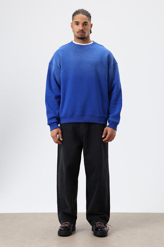 Oversized Sweatshirt with Stone-Washed Details