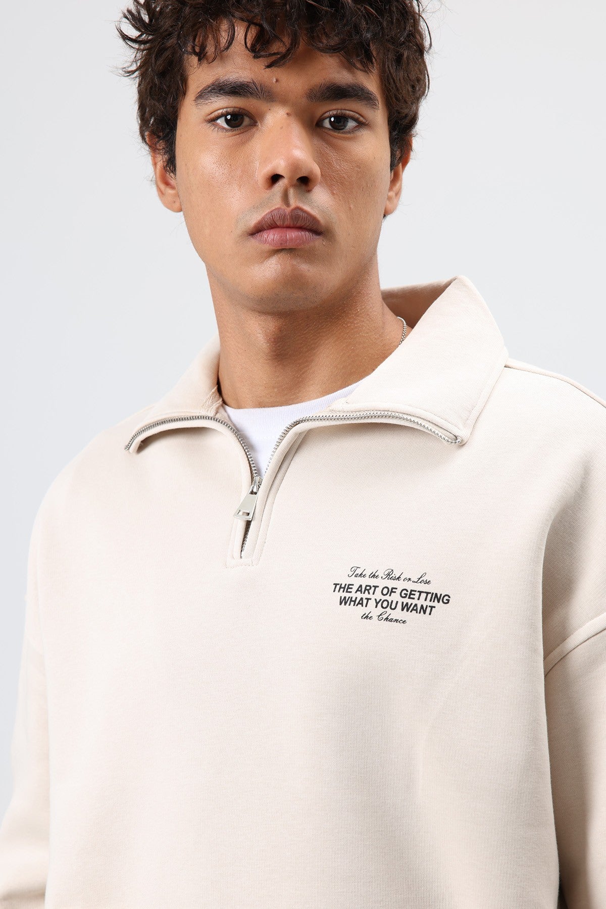Oversized Polo-Neck Sweatshirt