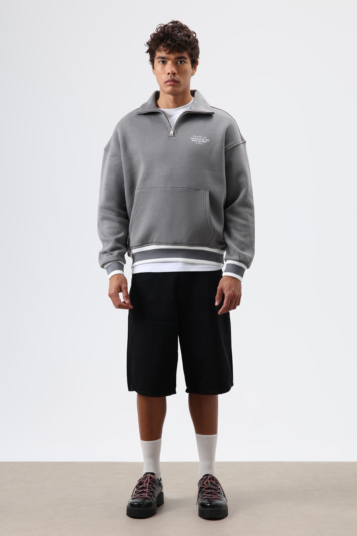 Oversized Polo-Neck Sweatshirt