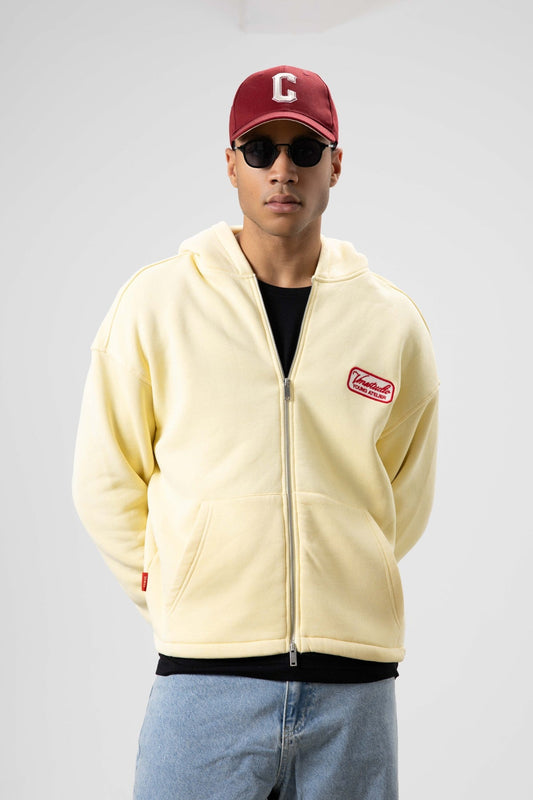 Oversized Zipper-Front Hooded Sweatshirt