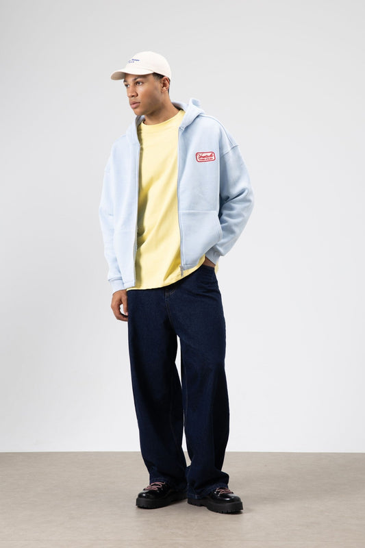 Oversized Zipper-Front Hooded Sweatshirt