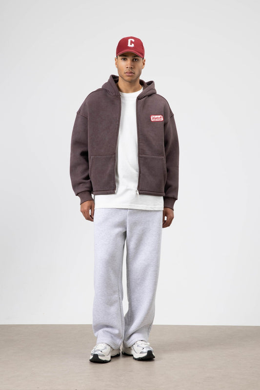 Oversized Zipper-Front Hooded Sweatshirt