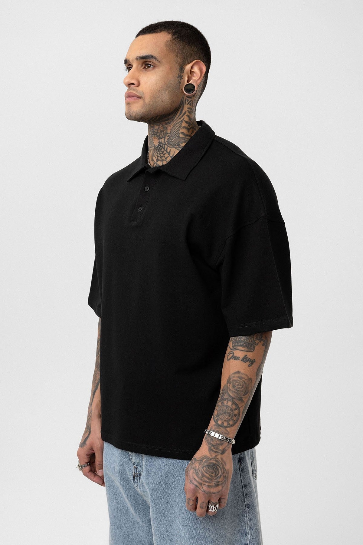 Basic Oversized Polo-Neck T-Shirt