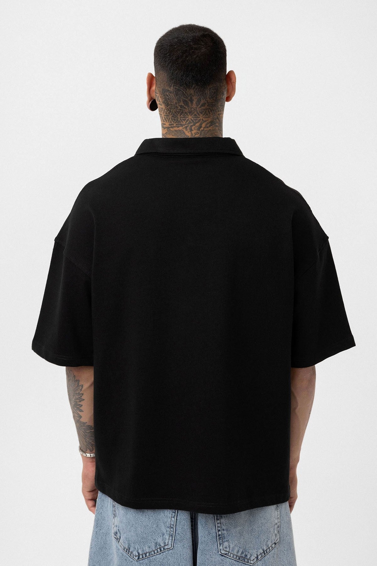 Basic Oversized Polo-Neck T-Shirt