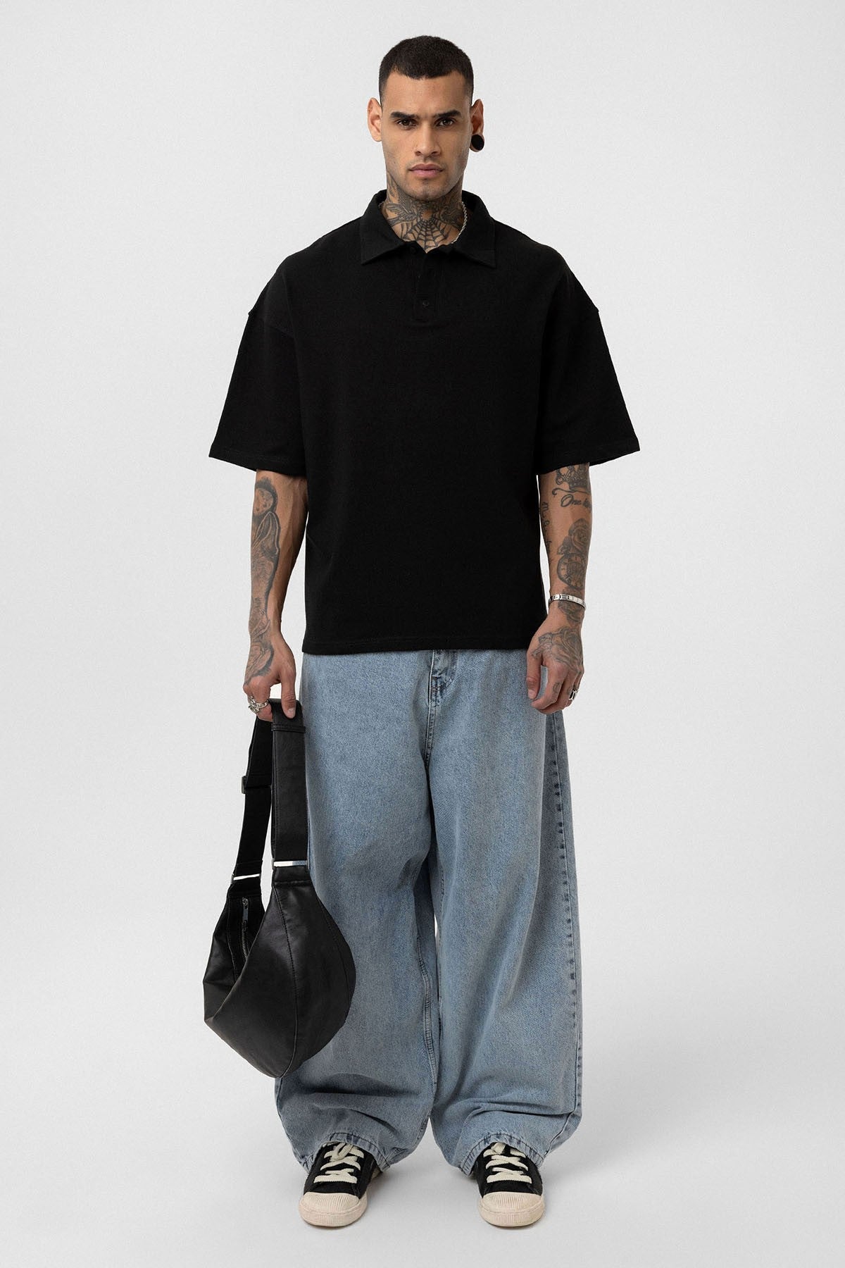 Basic Oversized Polo-Neck T-Shirt