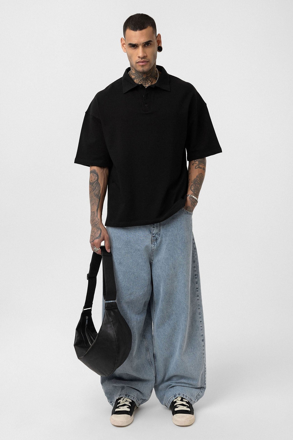 Basic Oversized Polo-Neck T-Shirt