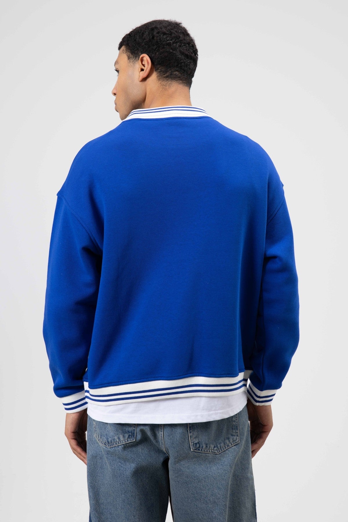 Oversized Collar Sweatshirt with Embroidery Details
