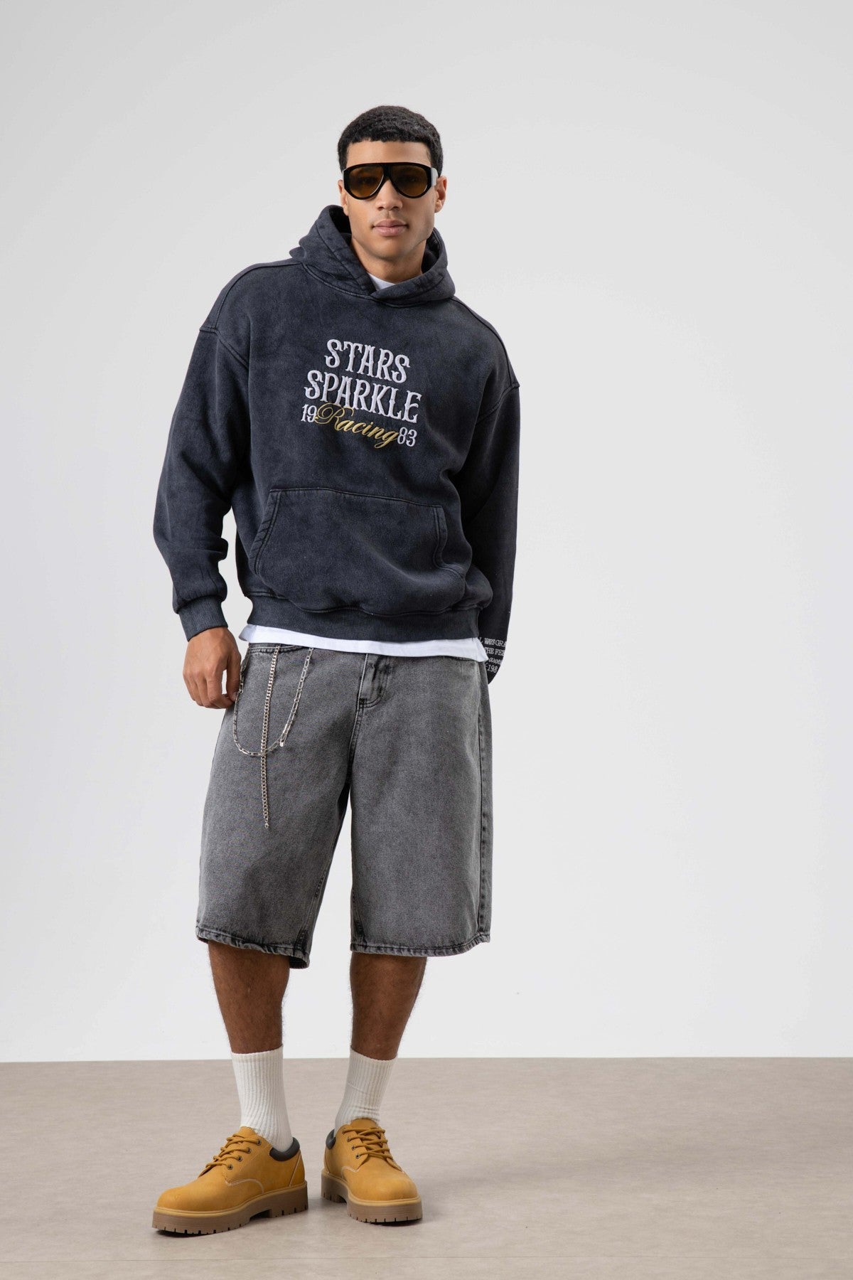 Oversized Embroidered Hooded Sweatshirt