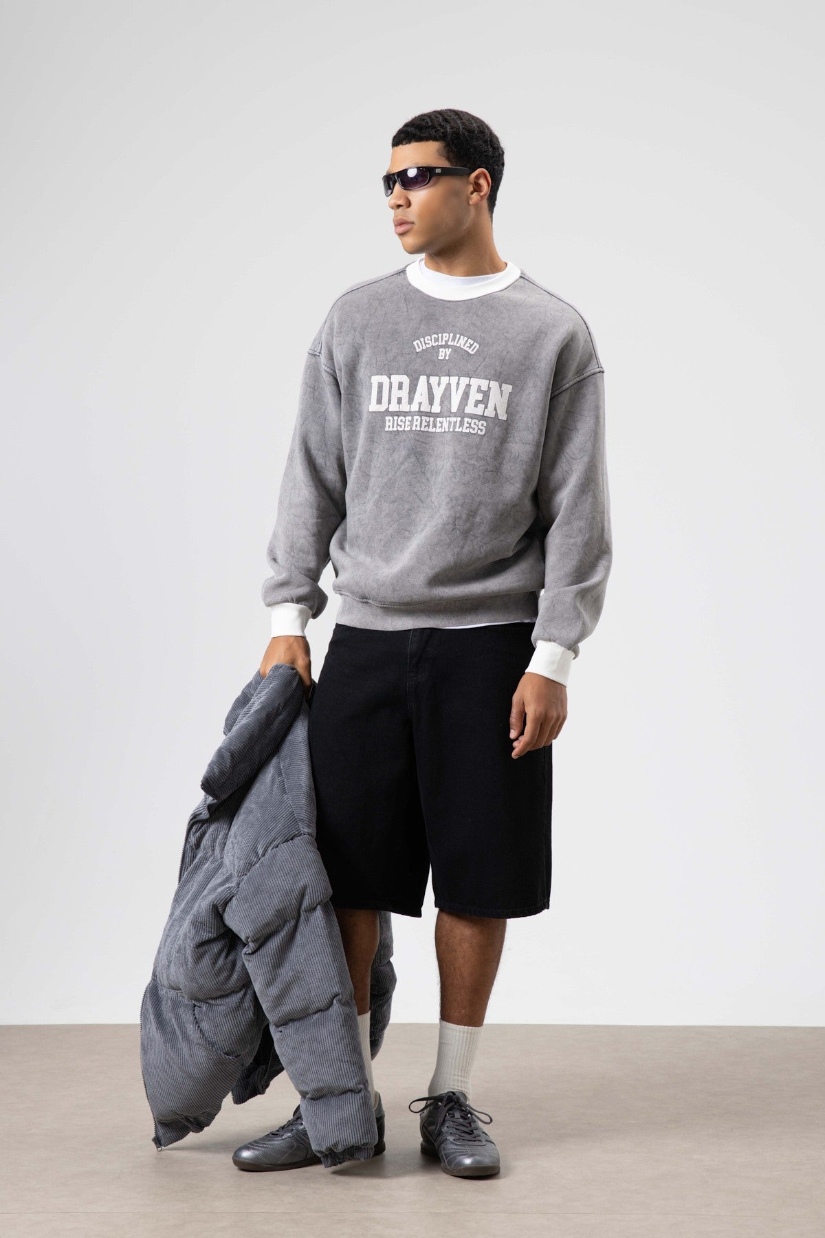 Oversized Bike Neck Print Sweatshirt