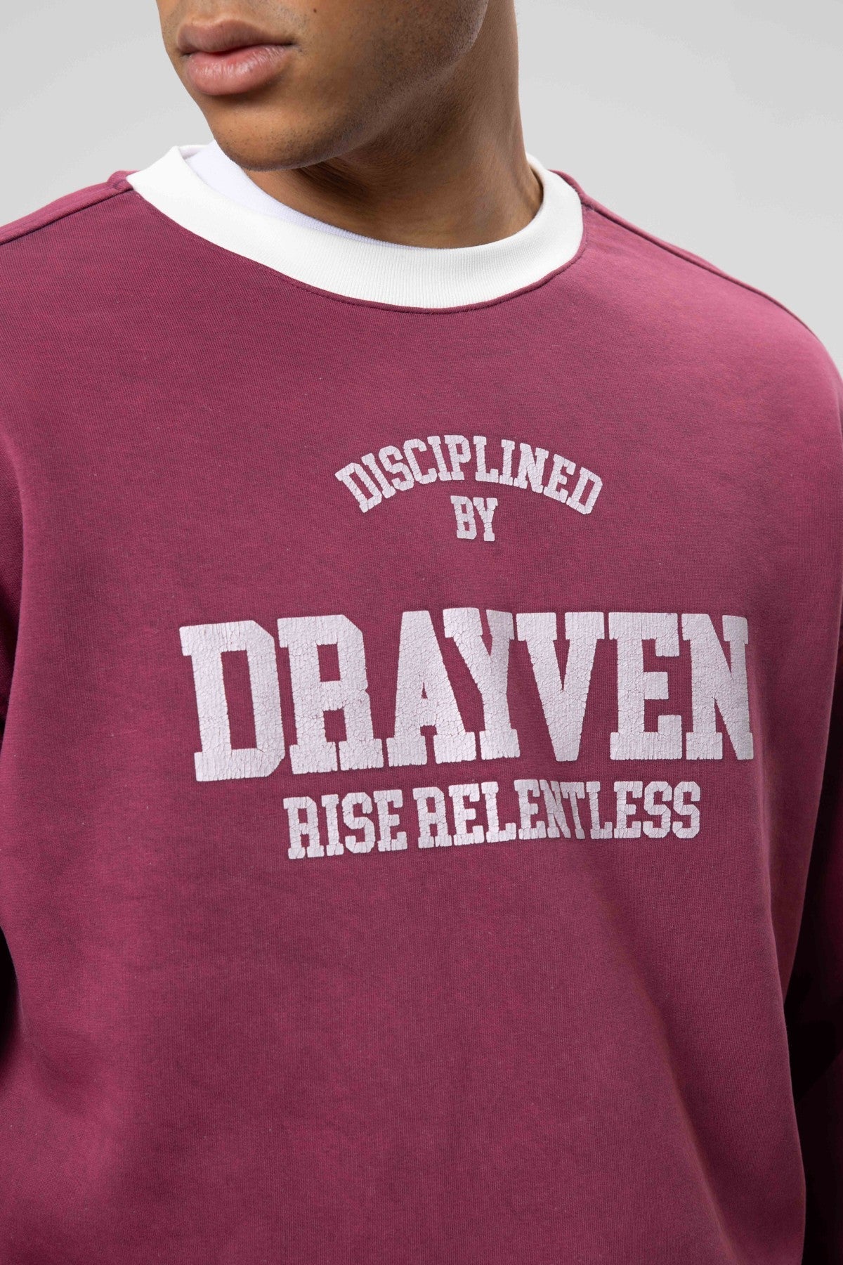 Oversized Bike Neck Print Sweatshirt, Burgundy