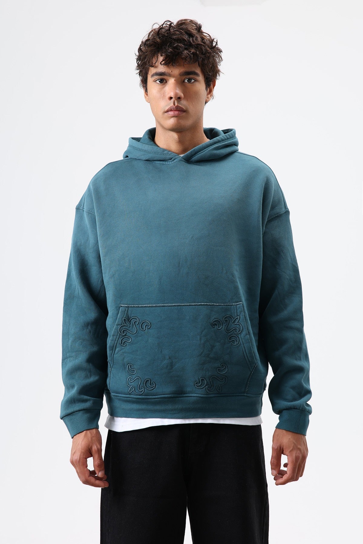 Oversized Hoodie with Embroidered Details