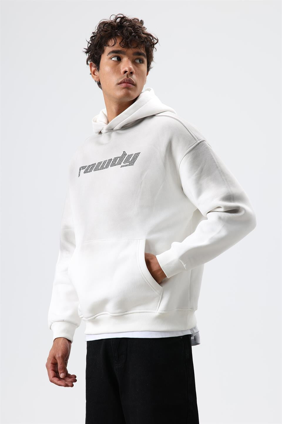 Oversized Printed Washed Hoodie