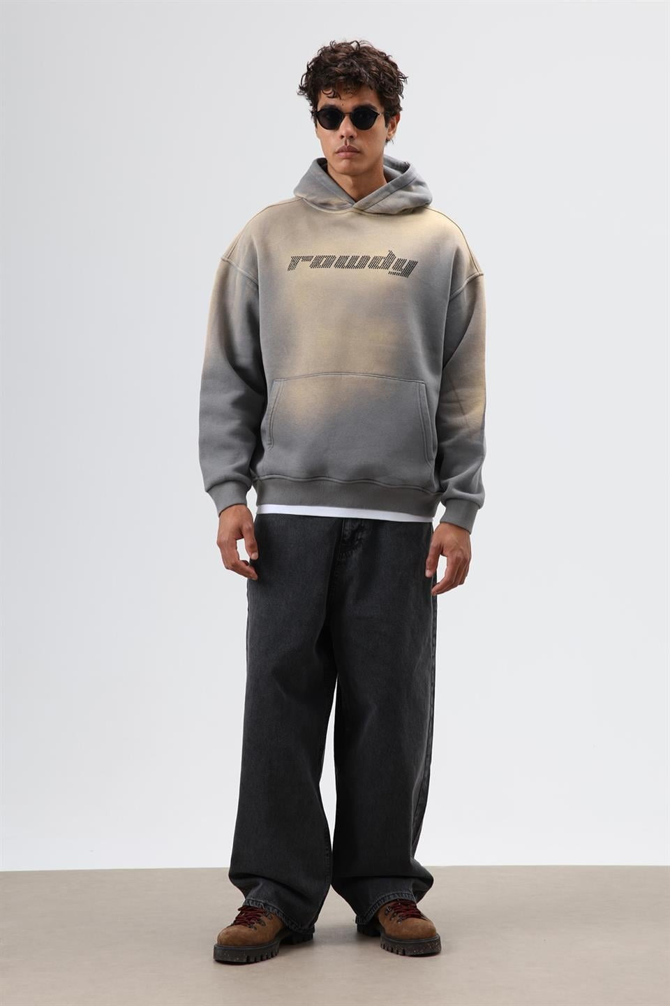 Oversized Printed Washed Hoodie