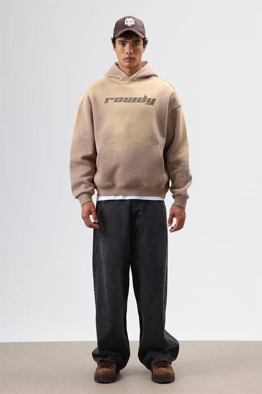 Oversized Printed Washed Hoodie