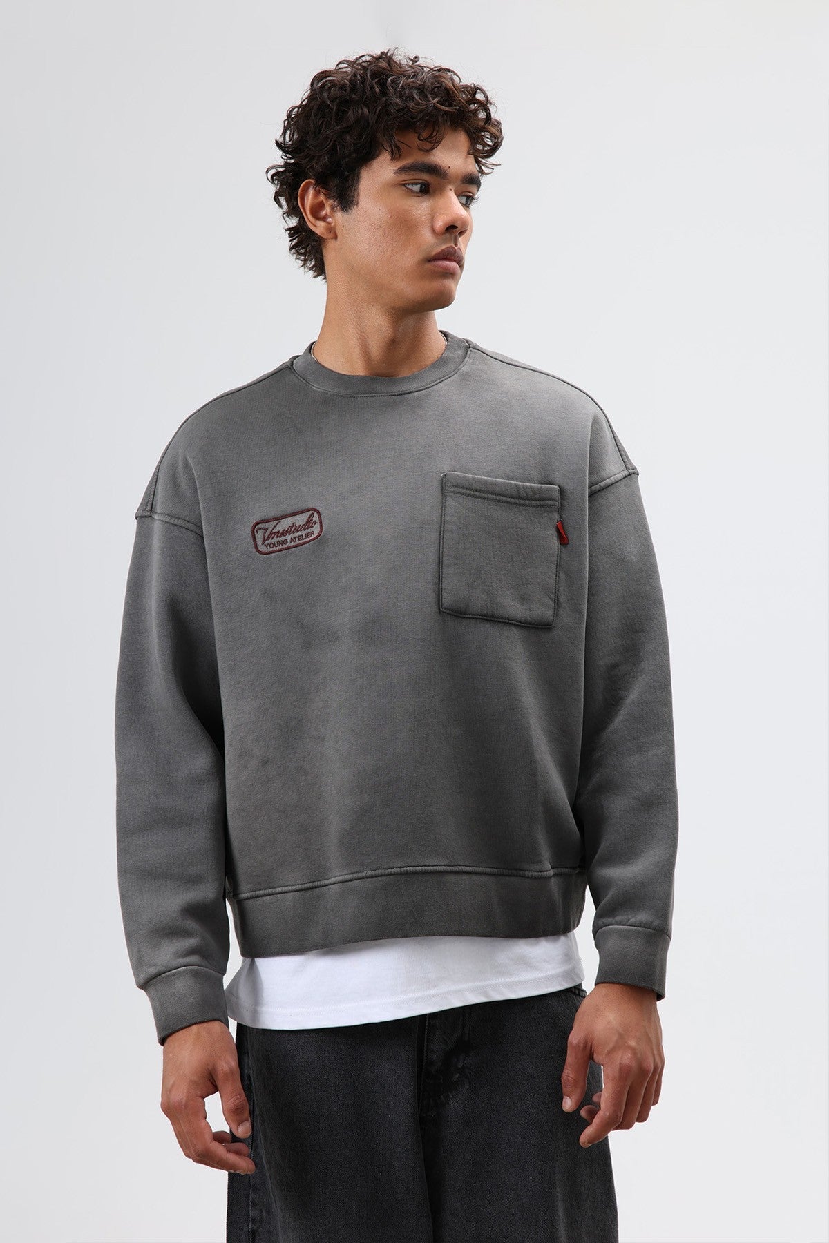 Oversized Bike Neck Sweatshirt with Pockets