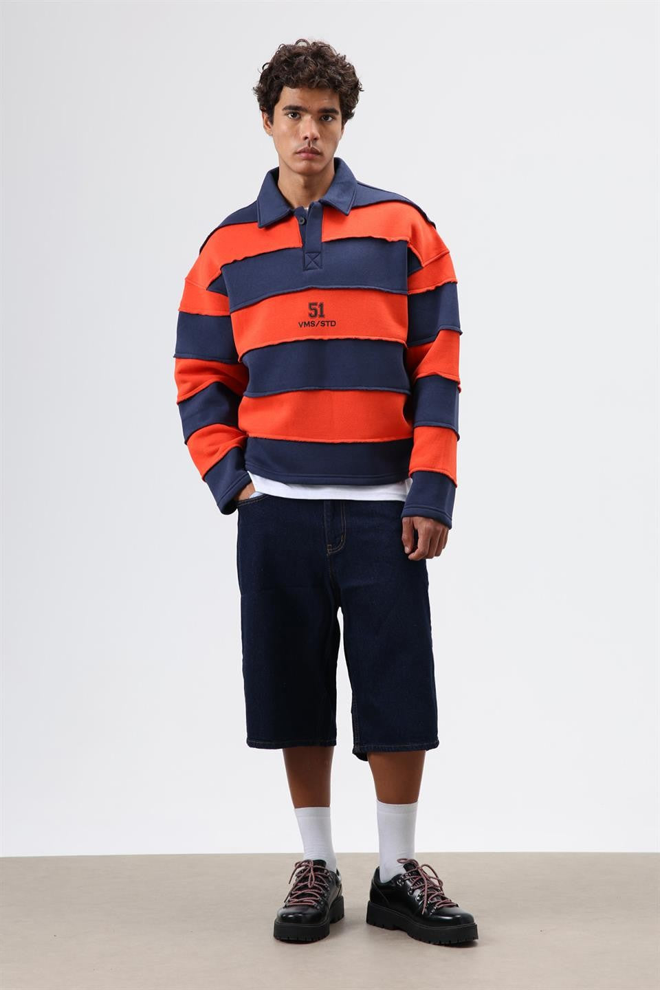 Oversized Striped Printed Sweatshirt