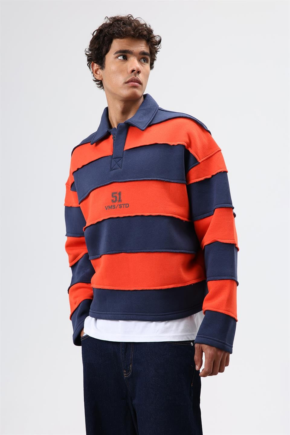 Oversized Striped Printed Sweatshirt