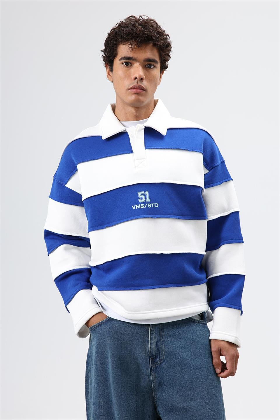 Oversized Striped Printed Sweatshirt