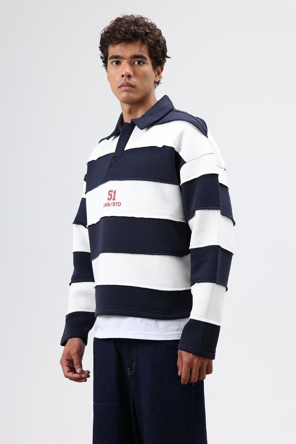 Oversized Striped Printed Sweatshirt