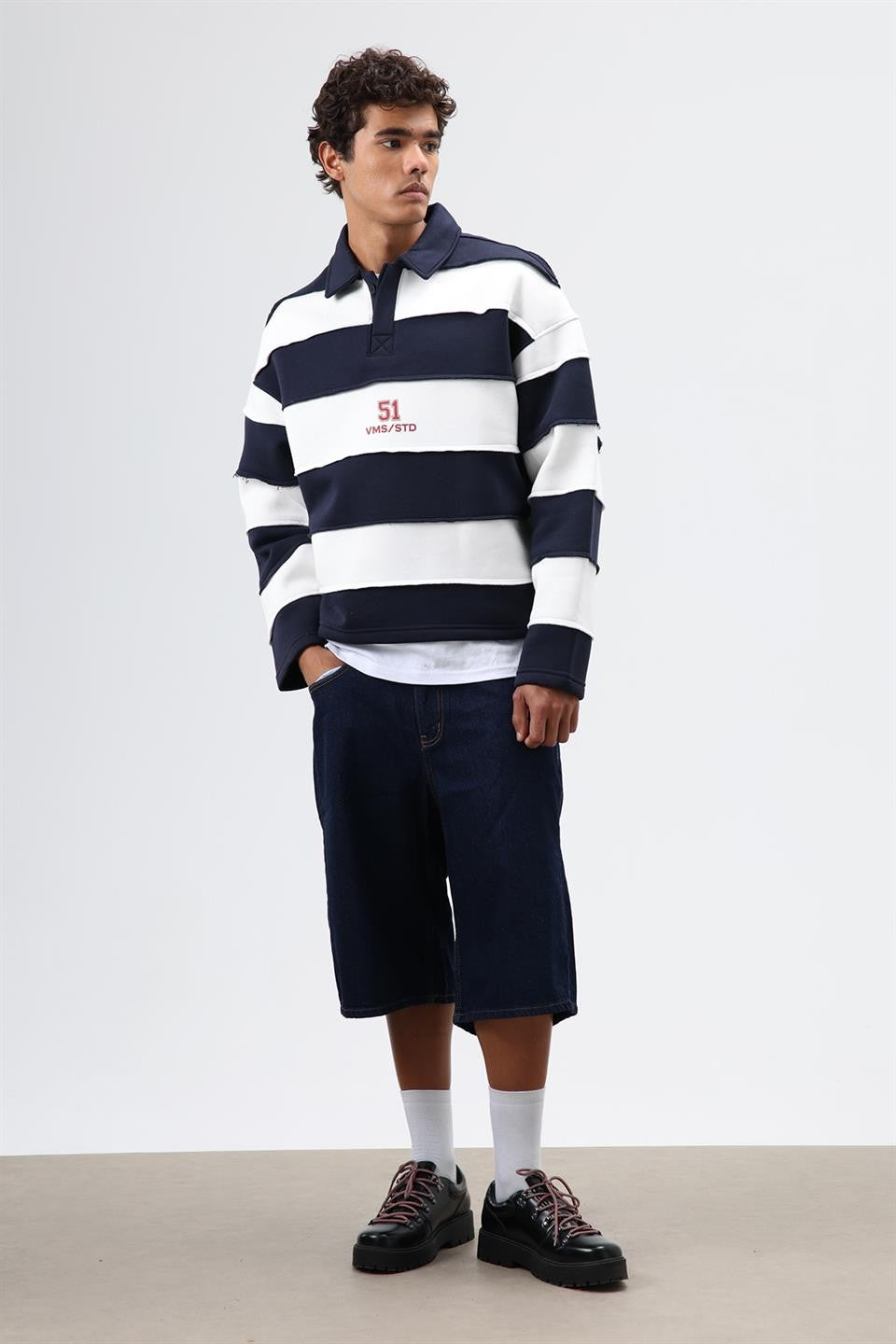 Oversized Striped Printed Sweatshirt