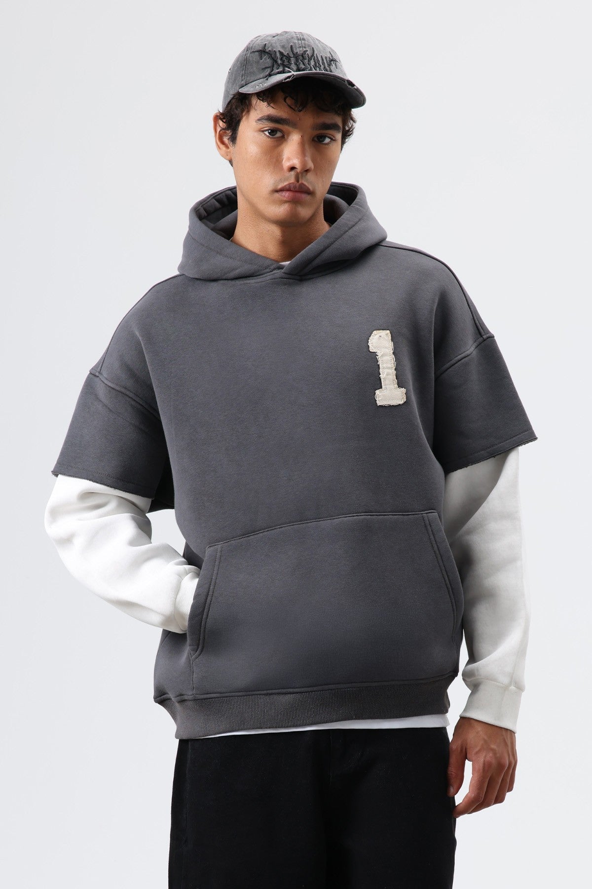 Oversized Hooded Sweatshirt with Sleeves